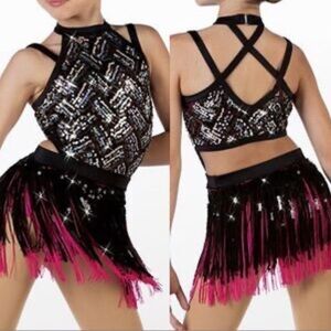 Sequin Dance Costume with Fringe